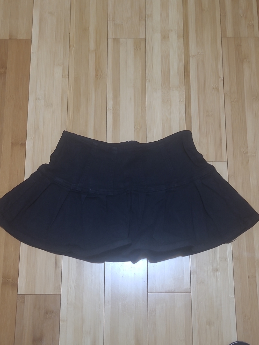 Black Flared Tiered Mini Skirt